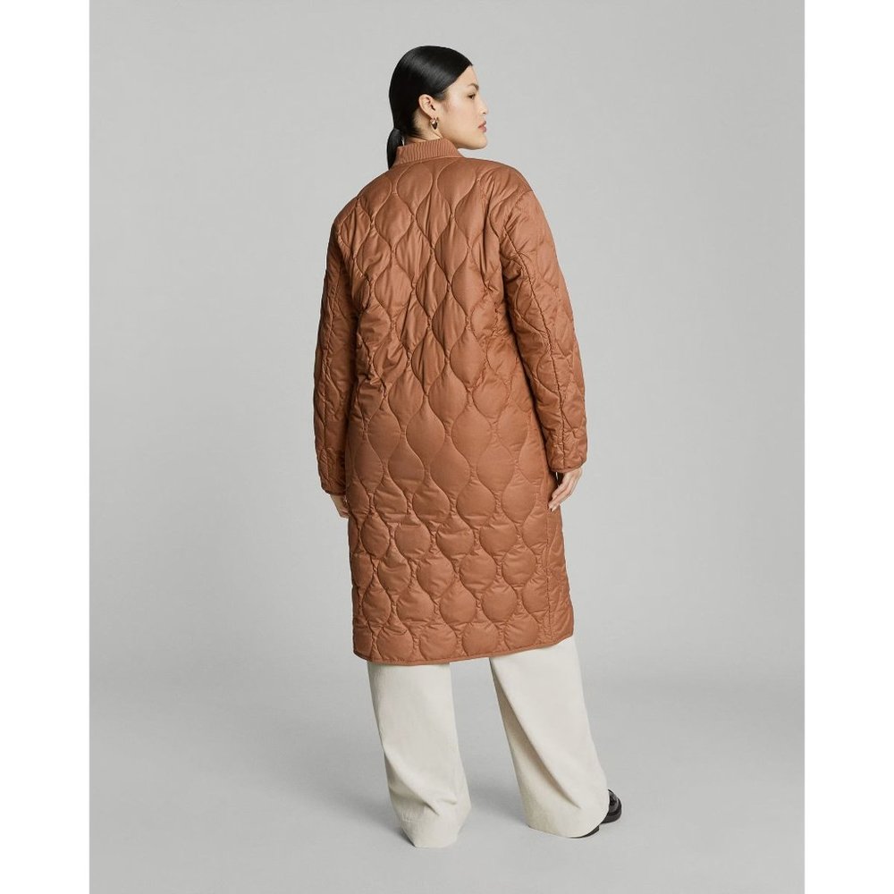 EVERLANE ReNew Long Puffer Coat Quilted Golden-Brown Size Small - Picture 2 of 14